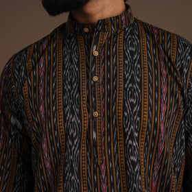 Brown - sambalpuri ikat weave cotton men long kurta 03
