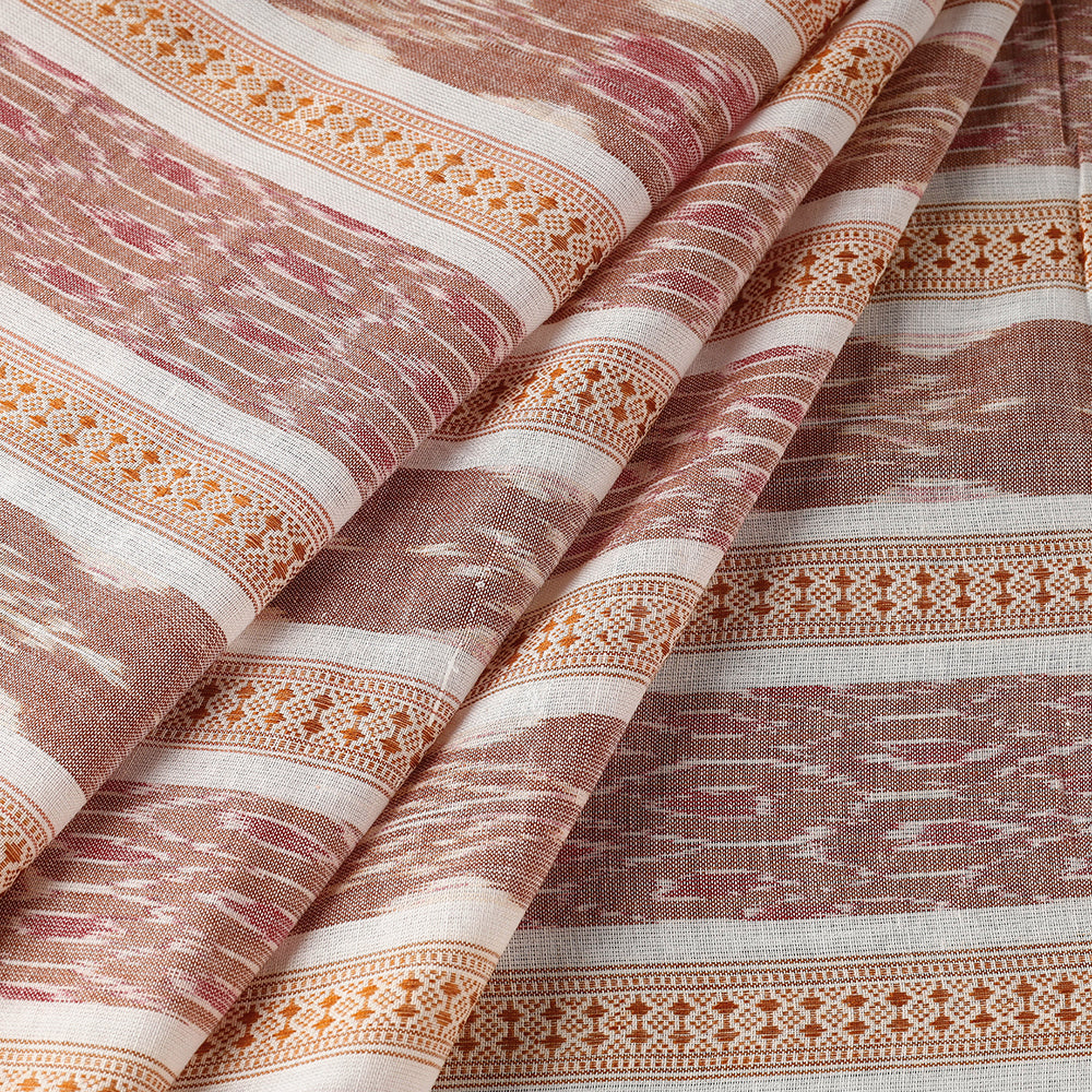 Brown - Sambalpuri Ikat Weave Handloom Cotton Fabric.