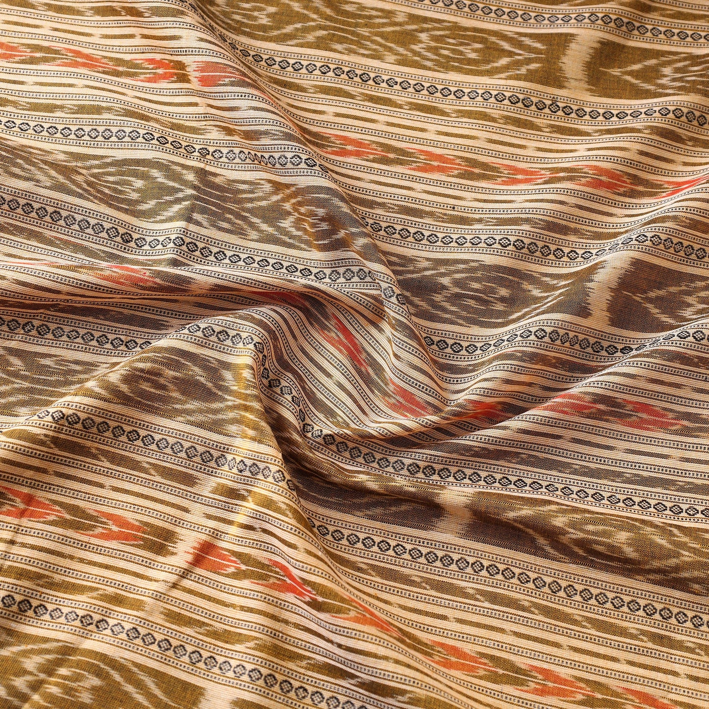Brown - sambalpuri ikat weaving cotton fabric - handcrafted