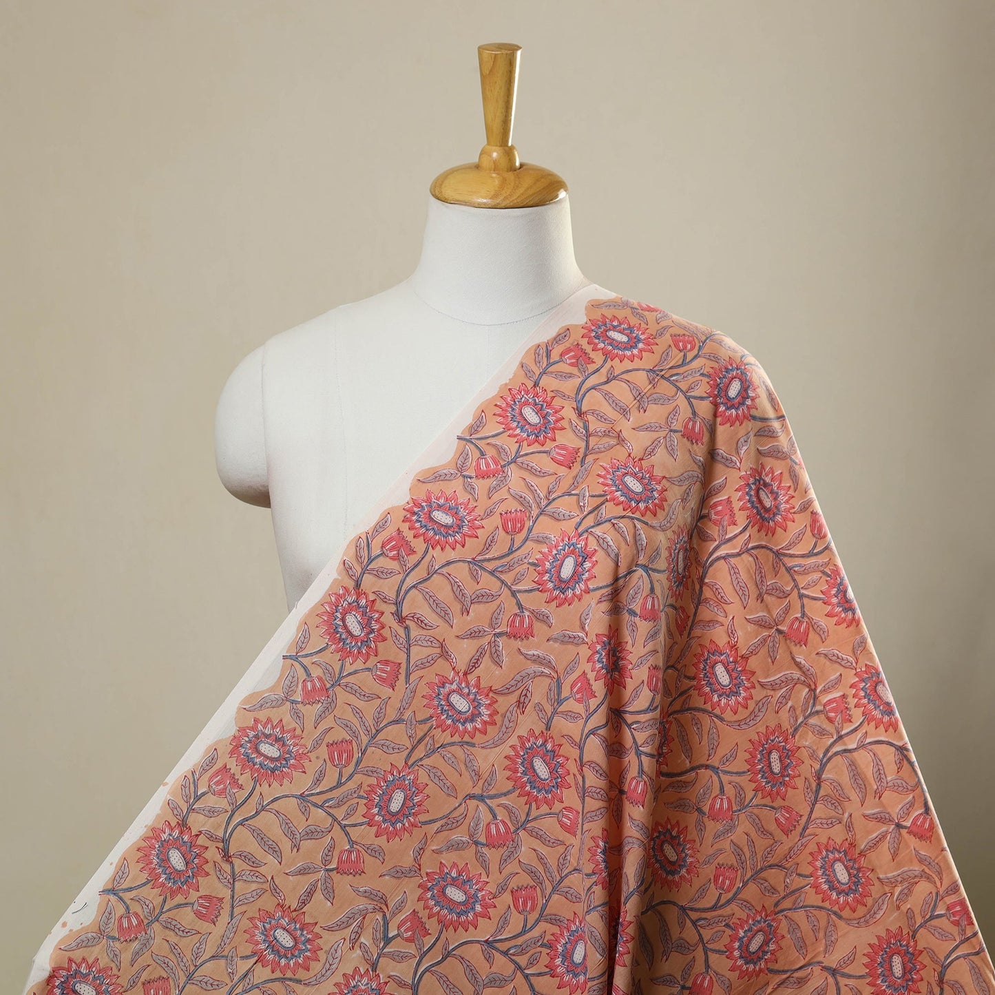  Brown Sanganeri Block Print Cotton Fabric