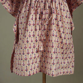 Peach Sanganeri Block Print Cotton Kaftan (Medium) 
