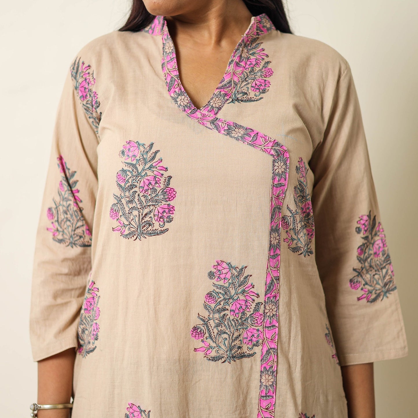 Buy Sanganeri Block Printed Cotton Kurta with Palazzo & Dupatta Set 01 Online at iTokri.com