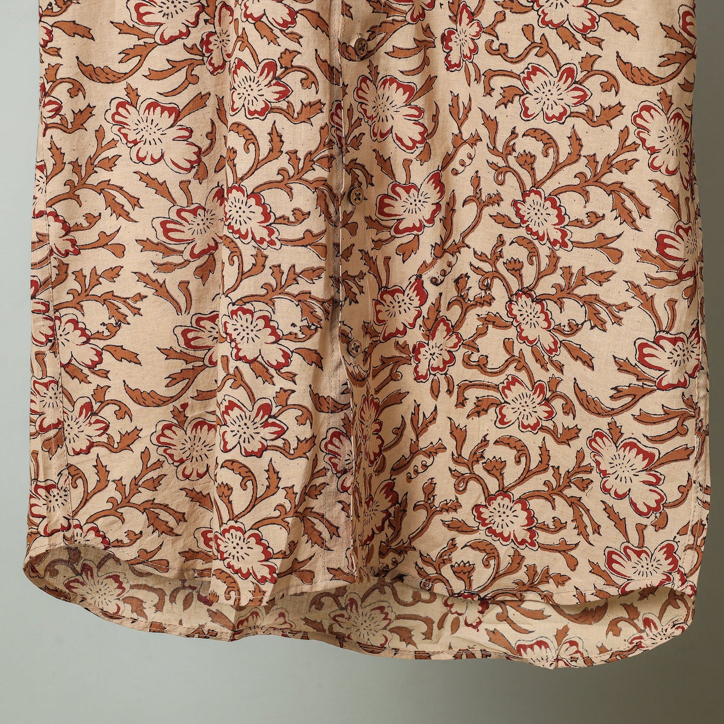 Brown - sanganeri block printed cotton men half sleeve