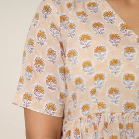 Brown - sanganeri block printed cotton co-ord set 20