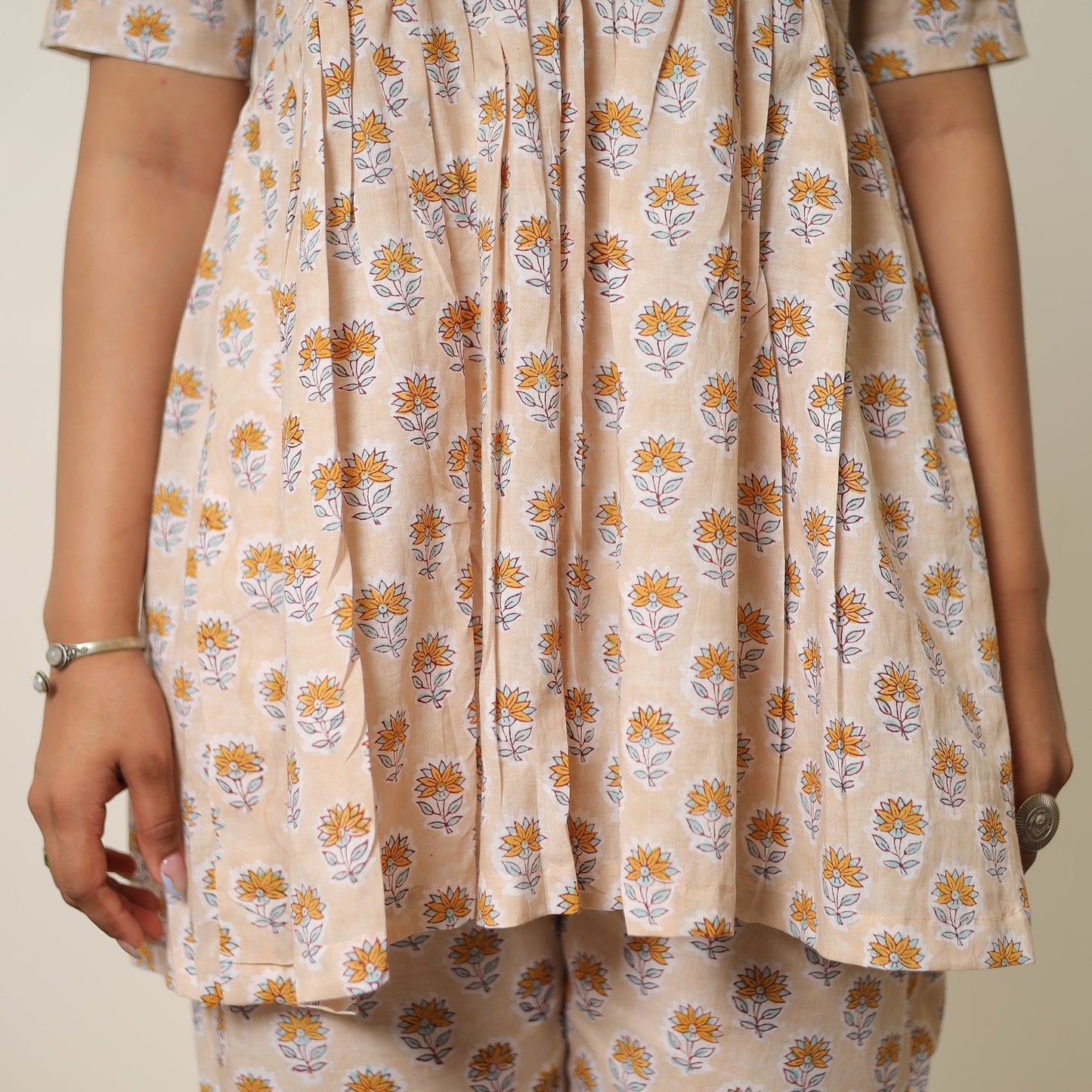 Brown - sanganeri block printed cotton co-ord set 20