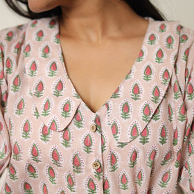 Brown - sanganeri block printed cotton co-ord set 26