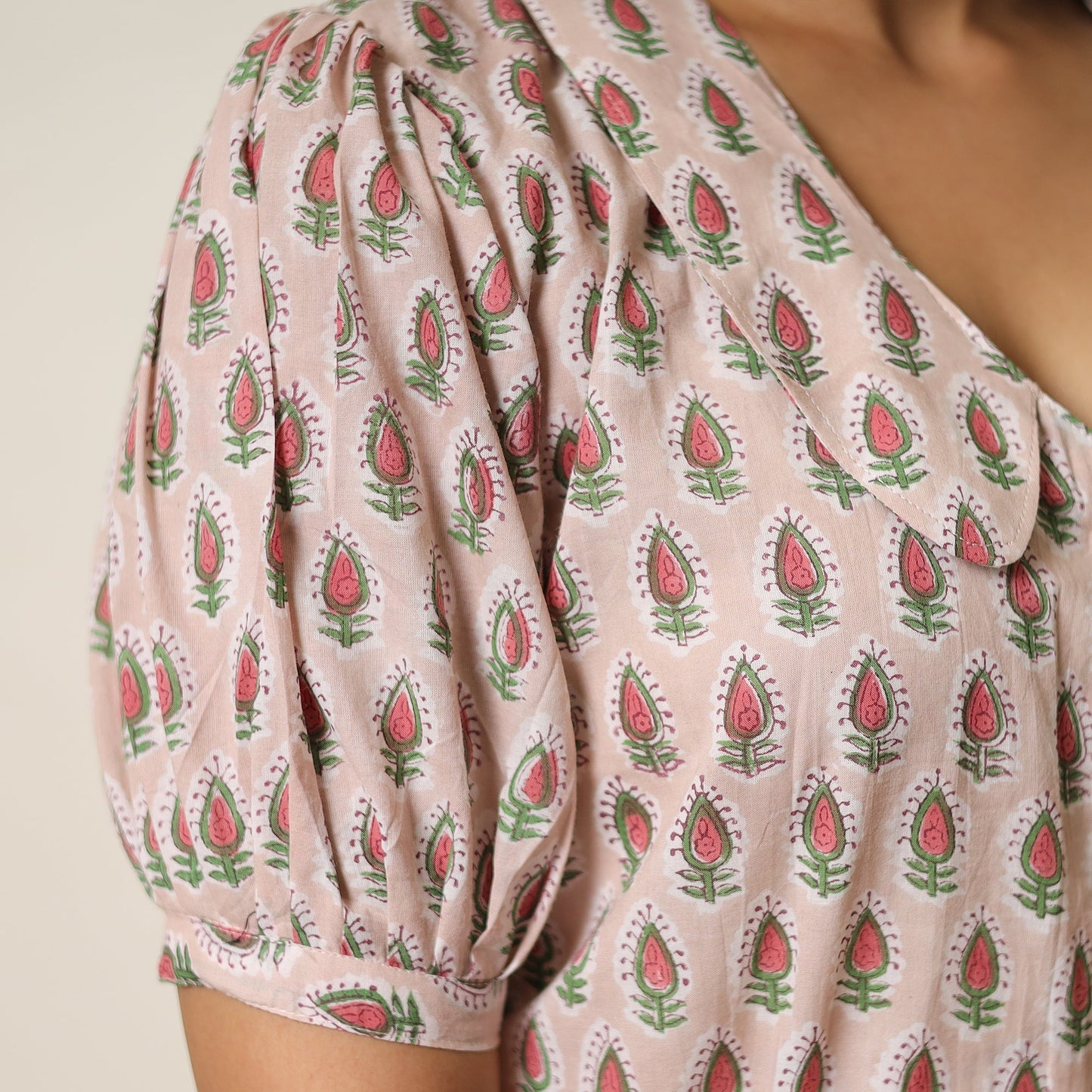 Brown - sanganeri block printed cotton co-ord set 26