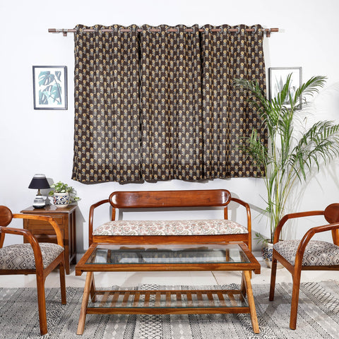 Buy Sanganeri Block Printed Cotton Window Curtain (5 x 3 Feet) (Single Piece) Online at iTopkri