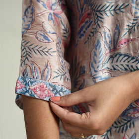  Sanganeri Block Printed Maheshwari Silk Kurta with Palazzo & Dupatta Set 