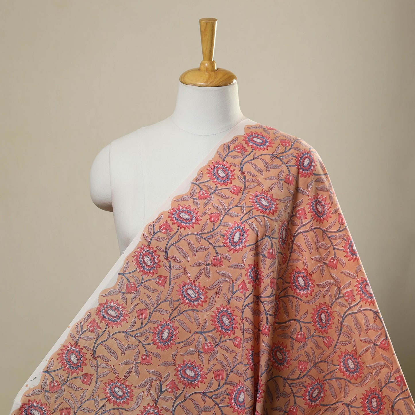  Brown Sanganeri Block Print Cotton Fabric