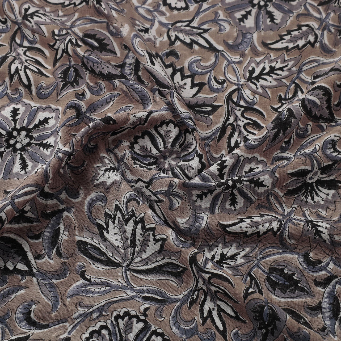  Brown Sanganeri Block Print Cotton Fabric
