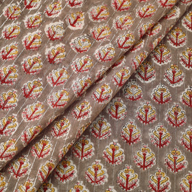 Brown Sanganeri Block Print Cotton Fabric