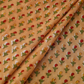 Brown Sanganeri Block Print Cotton Fabric