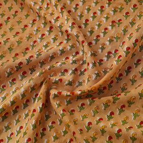Brown Sanganeri Block Print Cotton Fabric