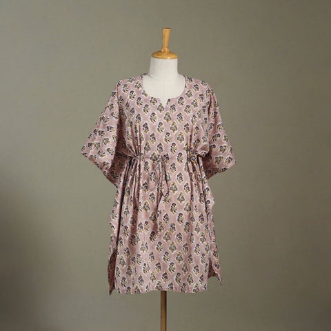 Brown - sanganeri cotton kaftan (medium) 07 - handcrafted