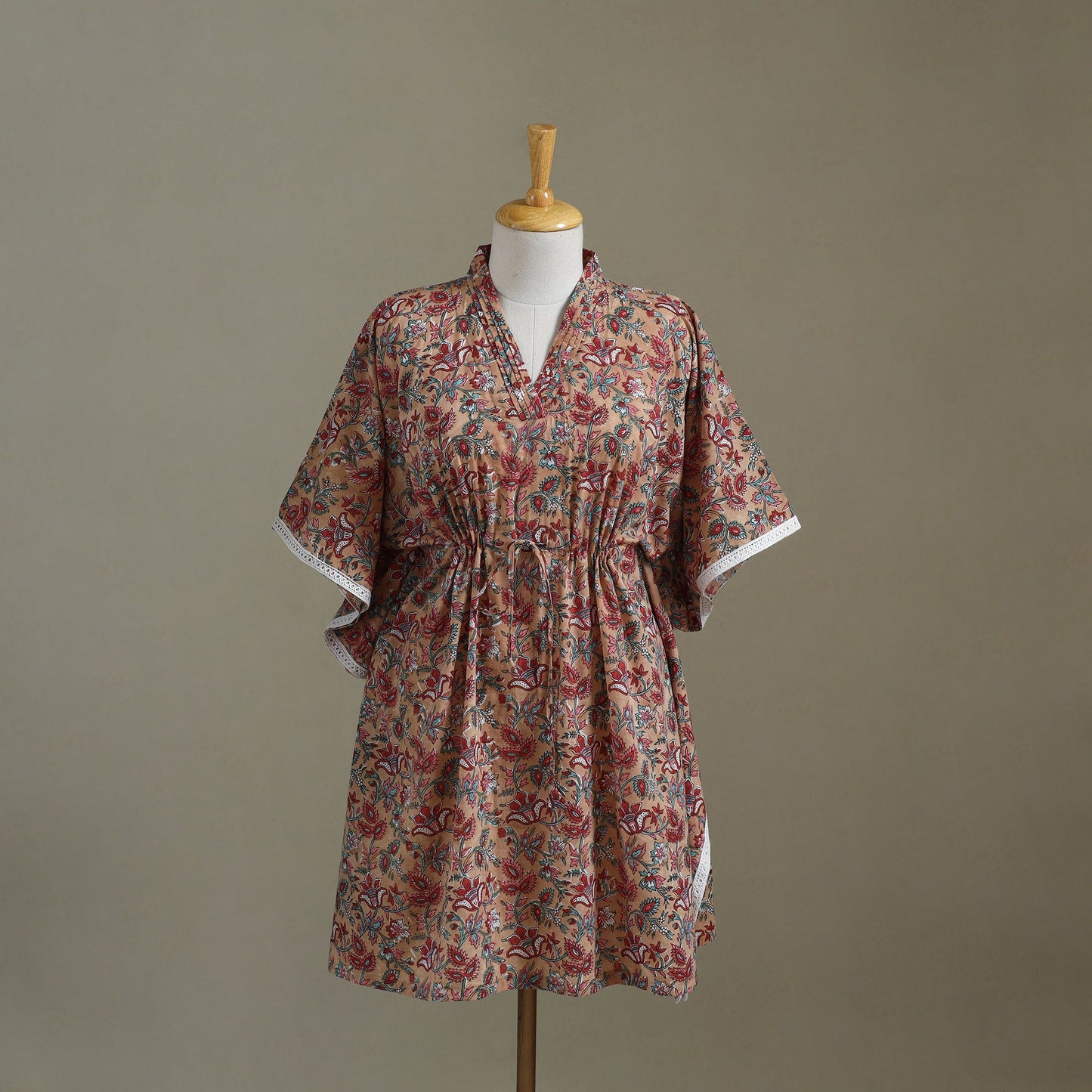 Brown - sanganeri cotton kaftan (medium) 43 - handcrafted