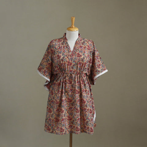 Brown - sanganeri cotton kaftan (medium) 43 - handcrafted