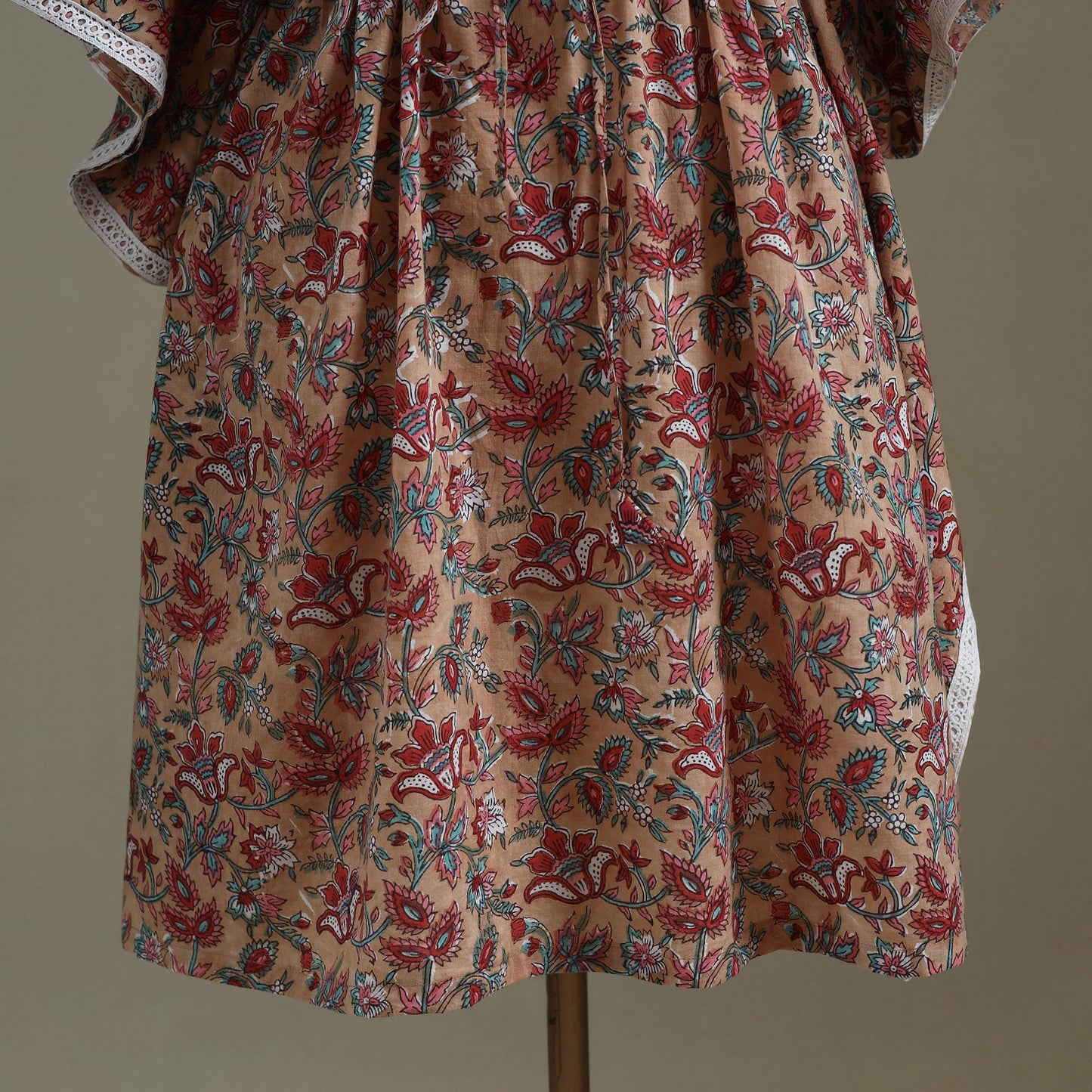 Brown - sanganeri cotton kaftan (medium) 43 - handcrafted