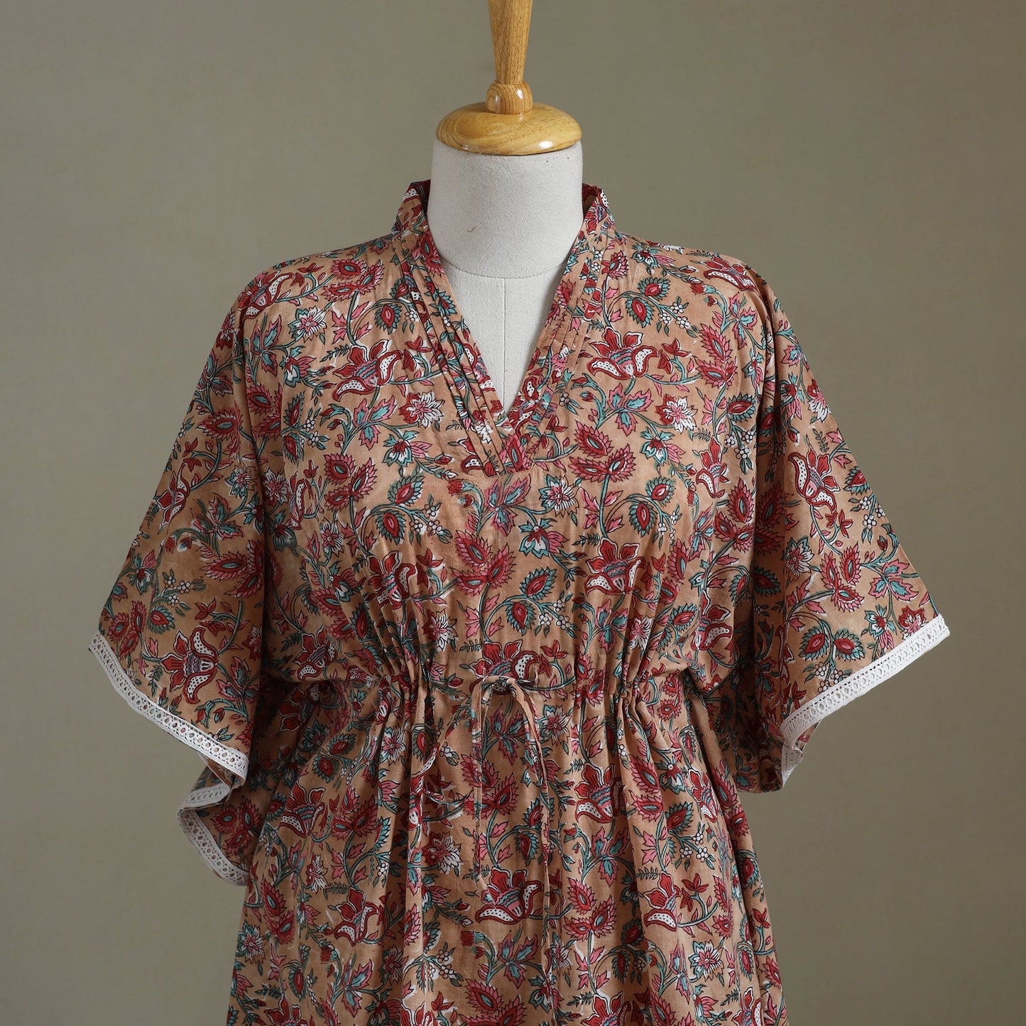 Brown - sanganeri cotton kaftan (medium) 43 - handcrafted