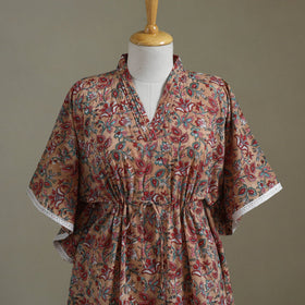 Brown - sanganeri cotton kaftan (medium) 43 - handcrafted