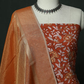 Sanganeri hand block print cotton 2pc unstitched dress