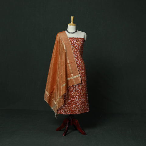 Sanganeri hand block print cotton 2pc unstitched dress