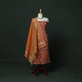 Sanganeri hand block print cotton 2pc unstitched dress