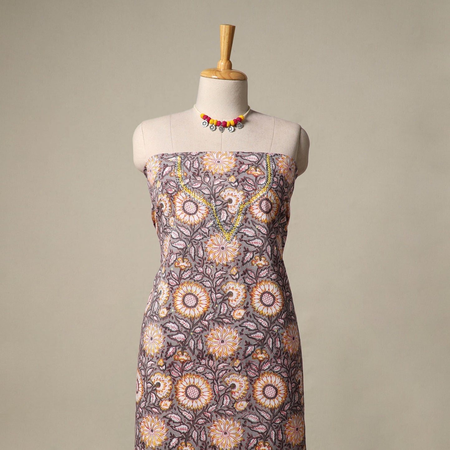 Sanganeri hand block print cotton 2pc unstitched dress