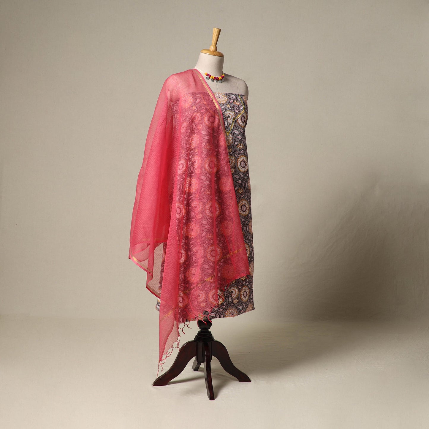 Sanganeri hand block print cotton 2pc unstitched dress