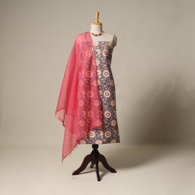 Sanganeri hand block print cotton 2pc unstitched dress