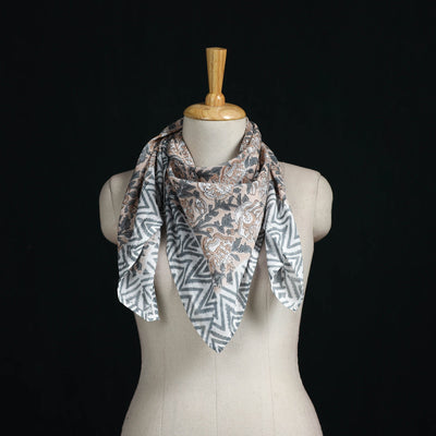 Sanganeri hand block print cotton scarf 12 - handcrafted