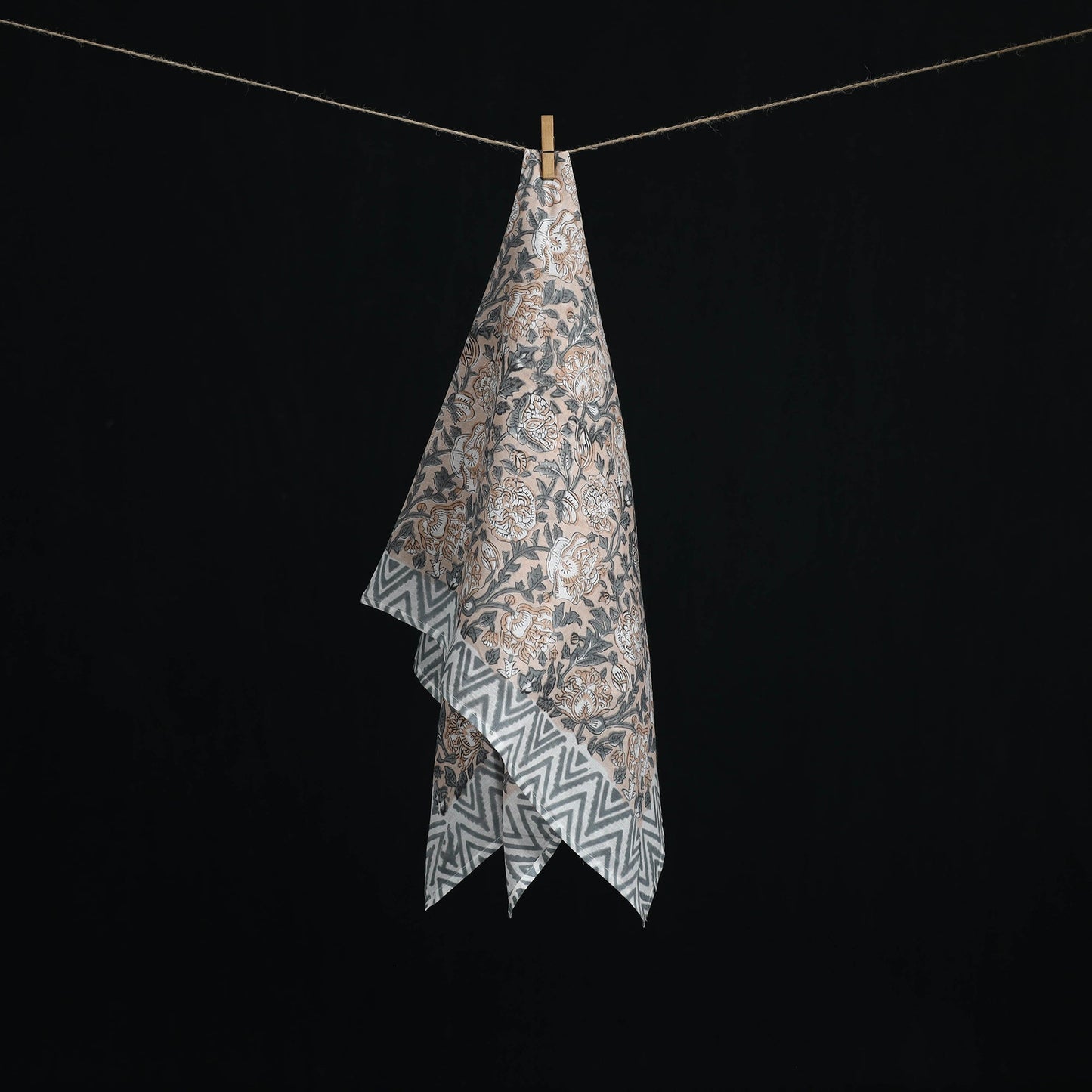 Sanganeri hand block print cotton scarf 12 - handcrafted