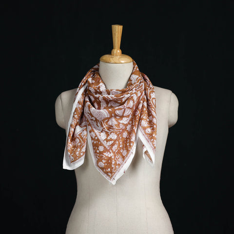 Sanganeri hand block print cotton scarf 21 - handcrafted