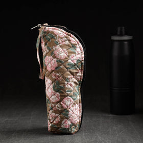 Brown Sanganeri Block Printed Cotton 1L Water Bottle Cover