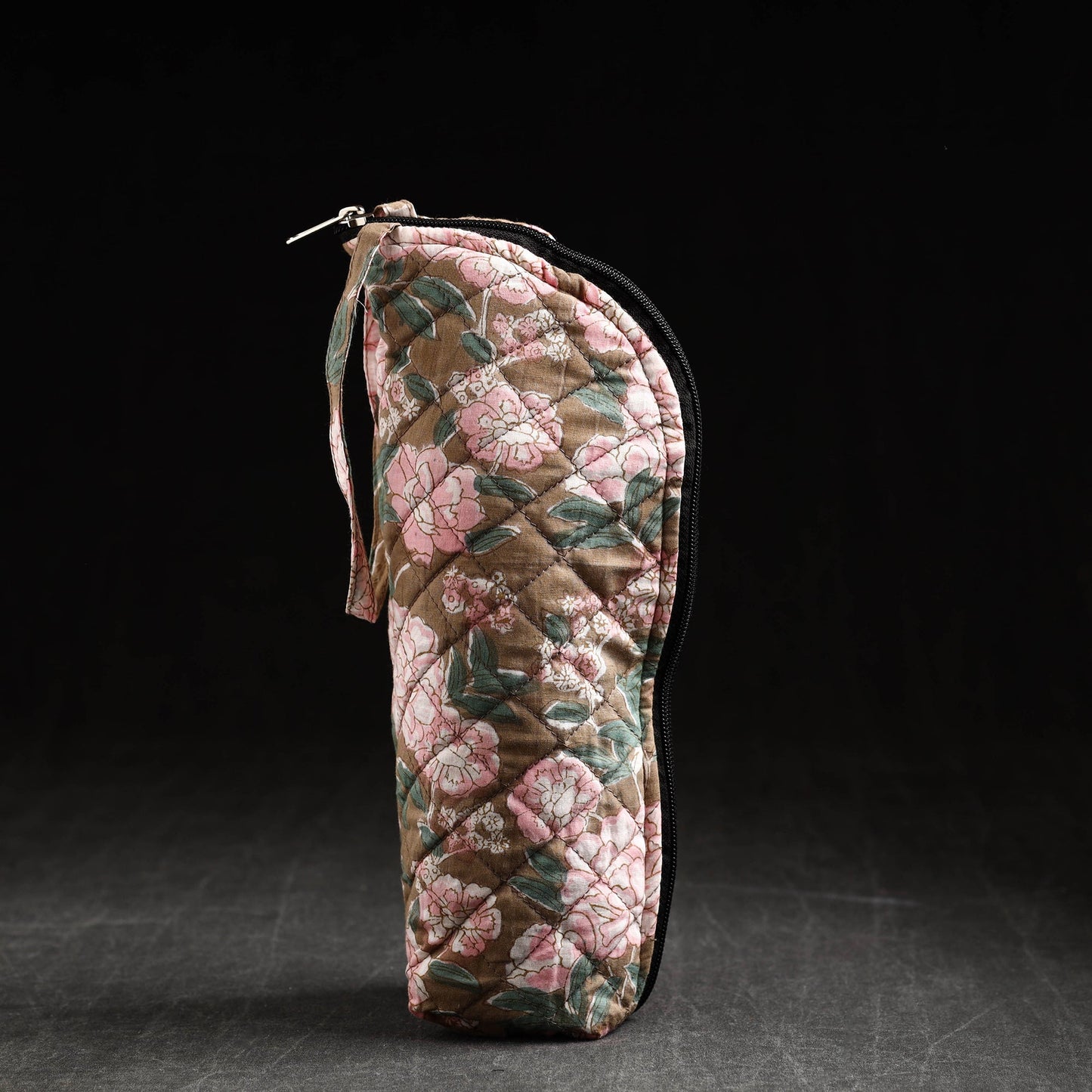 Brown Sanganeri Block Printed Cotton 1L Water Bottle Cover