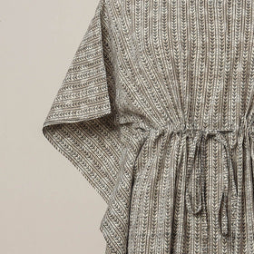  Hand Block Printed Cotton Kaftan with Tie-Up Waist 