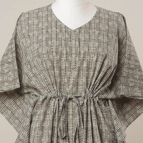  Hand Block Printed Cotton Kaftan with Tie-Up Waist 