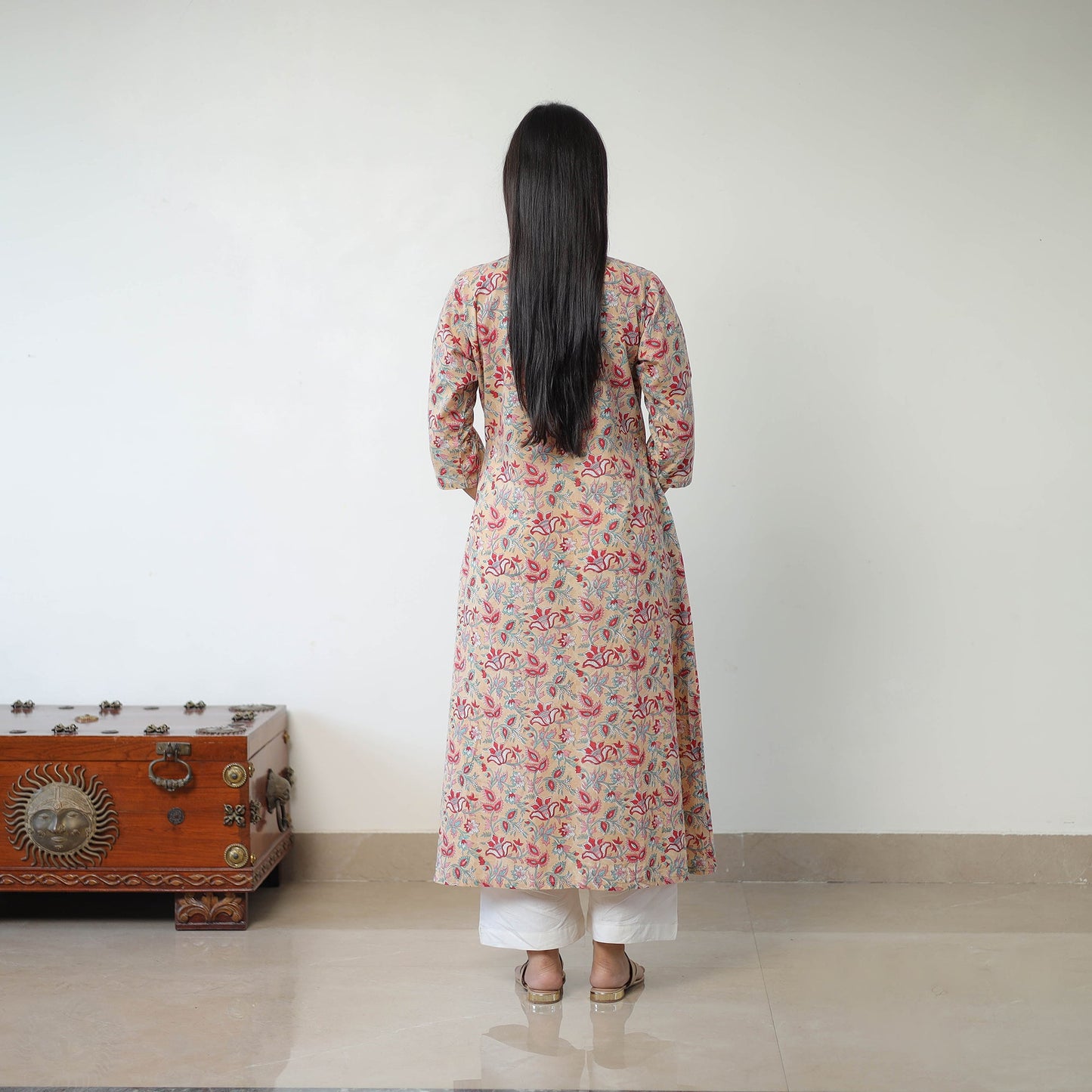 Buy Sanganeri Block Printed Cotton Long Kurta for Women