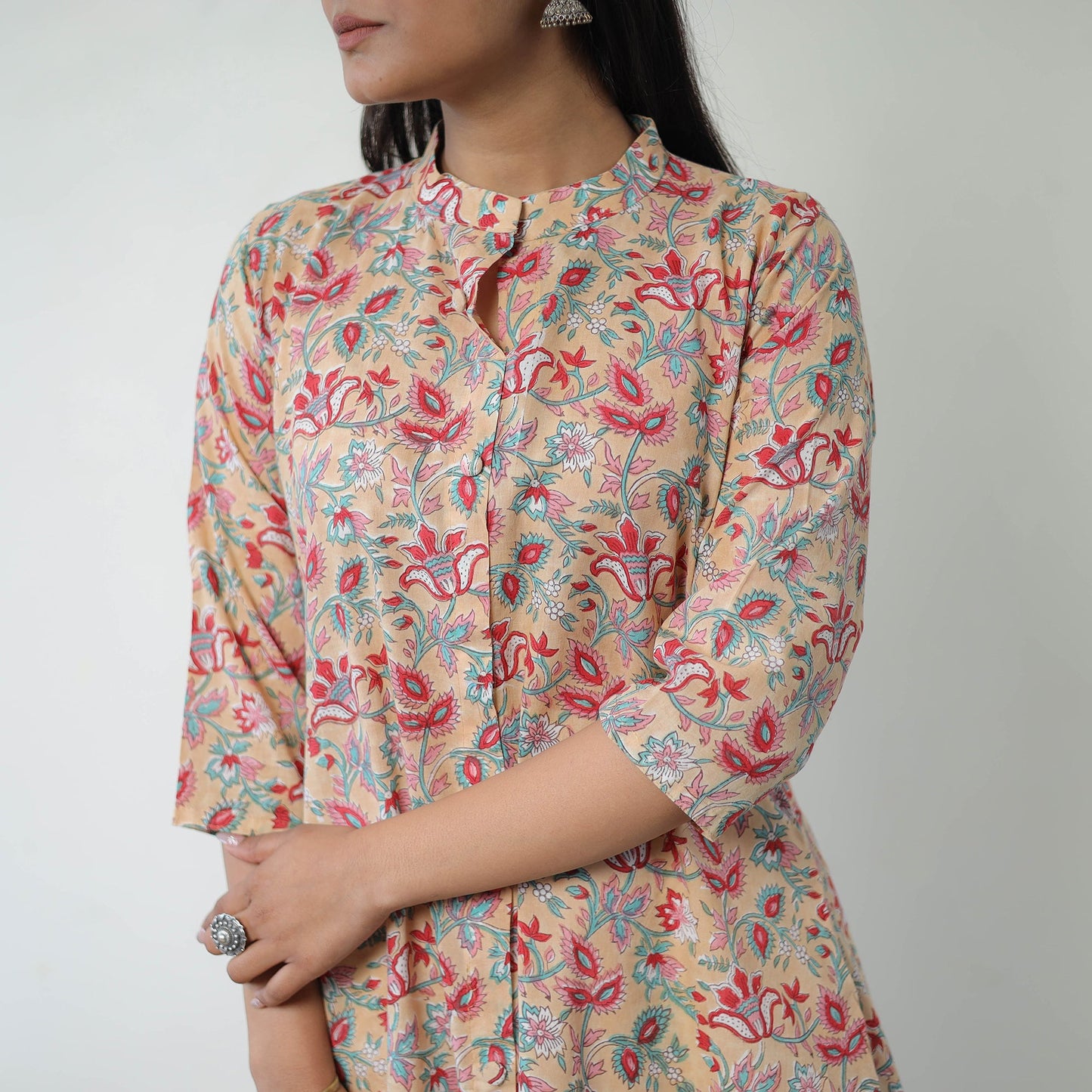 Buy Sanganeri Block Printed Cotton Long Kurta for Women