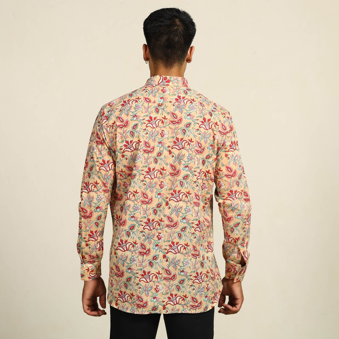  Sanganeri Block Printed Cotton Men Full Sleeve Shirt 04 