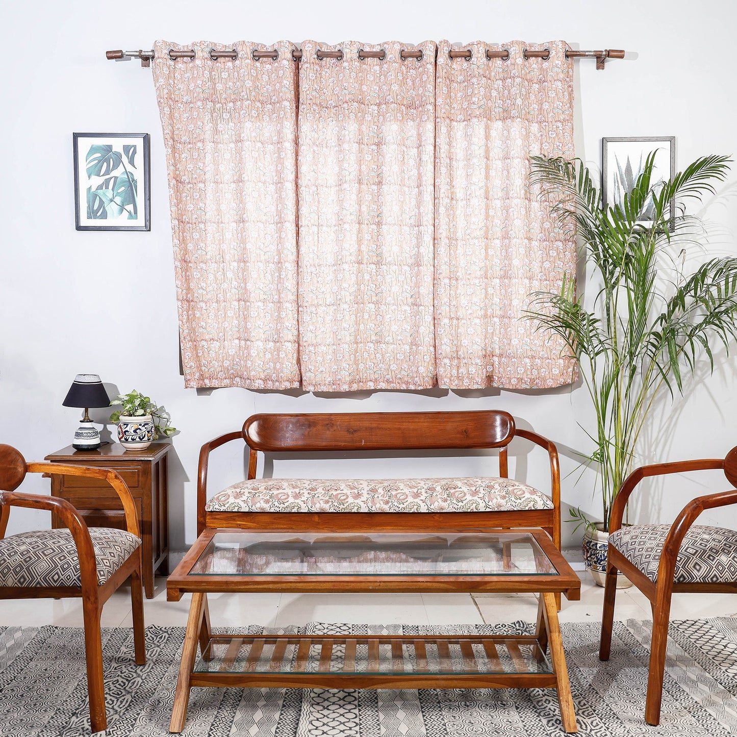 Buy Sanganeri Block Printed Cotton Window Curtain (5 x 3 Feet) (Single Piece) Online at iTopkri