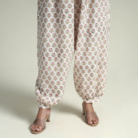 Brown - Sanganeri Block Printed Maheshwari Silk Kurta with Palazzo & Dupatta Set