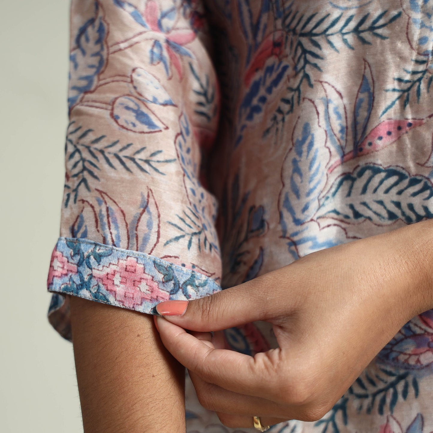  Sanganeri Block Printed Maheshwari Silk Kurta with Palazzo & Dupatta Set 