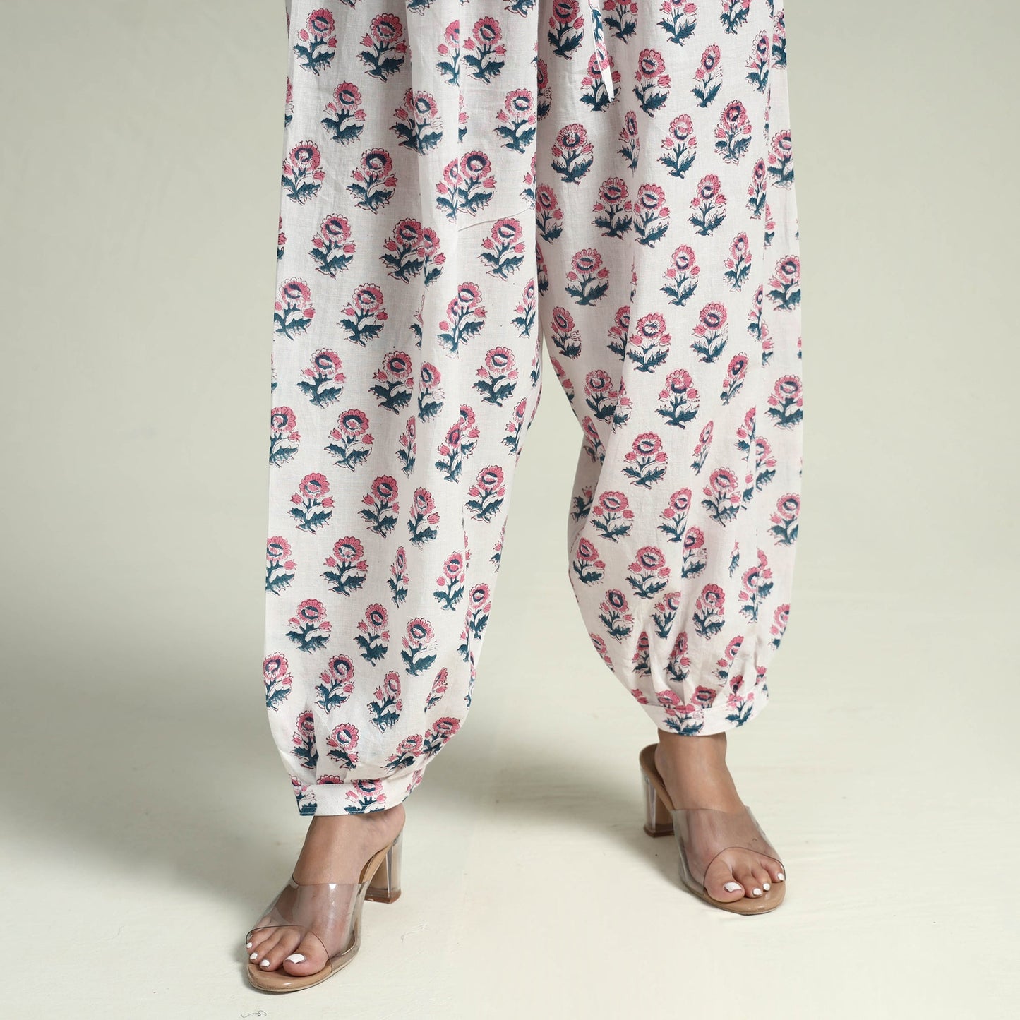  Sanganeri Block Printed Maheshwari Silk Kurta with Palazzo & Dupatta Set 