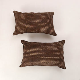 Brown - set of 2 akola cotton pillow covers 10 - handcrafted