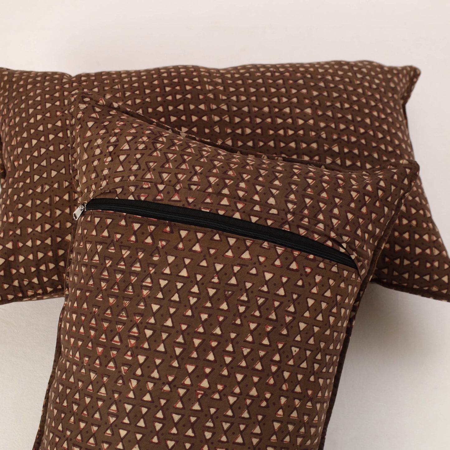 Brown - set of 2 akola cotton pillow covers 10 - handcrafted