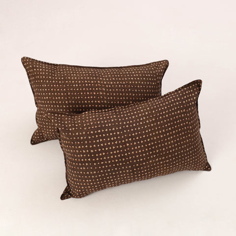 Brown - set of 2 akola cotton pillow covers 10 - handcrafted