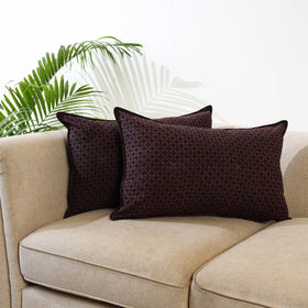 Brown - Set of 2 Bagh Block Print Cotton Pillow Covers 01