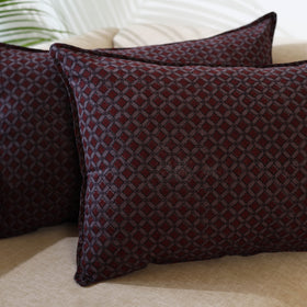 Brown - Set of 2 Bagh Block Print Cotton Pillow Covers 01
