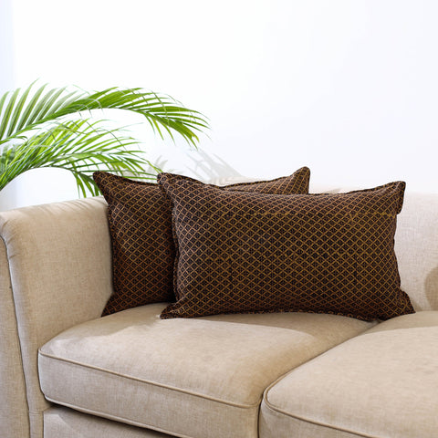 Buy Set of 2 Brown Bagh Block Print Cotton Pillow Covers
